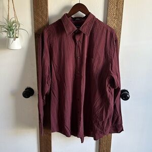 Arrow Men’s Dress Shirt Size XL Striped Red Button Down Shirt VGUC